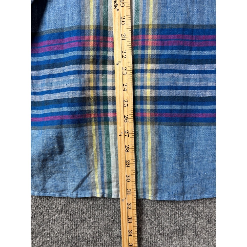 Tommy Bahama Shirt Mens XL Blue Multi‎ Color Linen Long Sleeve Plaid Button Down - Picture 7 of 7